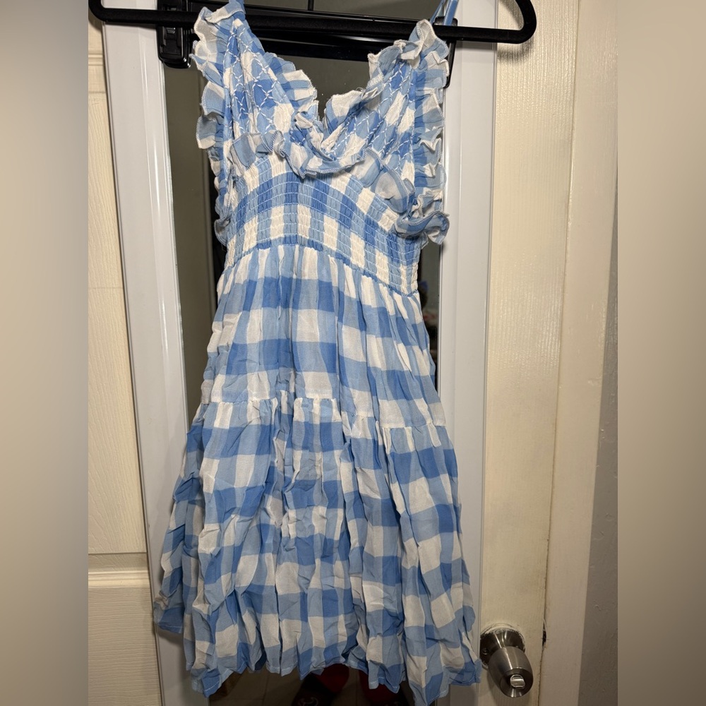 Blue and White Checkered Dress